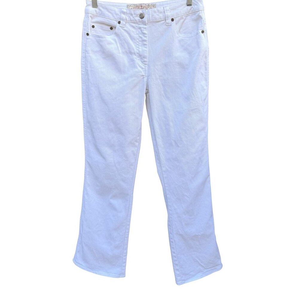 Territory Ahead Coastal Nautical High Rise Bootcut Stretch Denim Jeans White 8